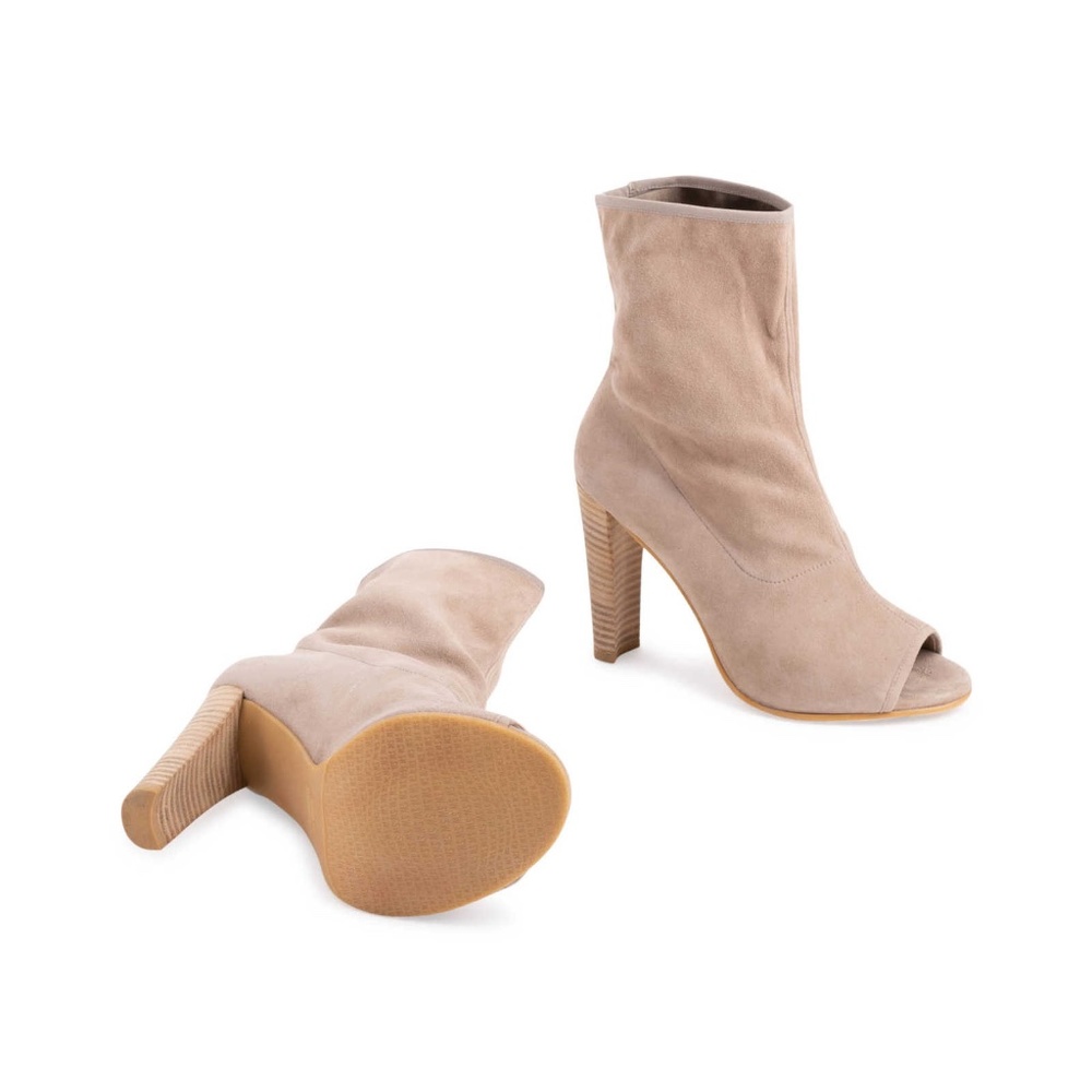 Stuart Weitzman "Koko" Open Toe Suede Booties sz 37/US 7